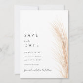 Boho Pampas Gras Save the Date minimalistisch Einladung (Vorderseite)