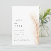 Boho Pampas Gras Save the Date minimalistisch Einladung (Stehend Vorderseite)