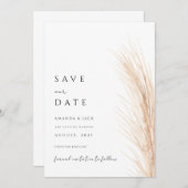 Boho Pampas Gras Save the Date minimalistisch Einladung (Vorne/Hinten)