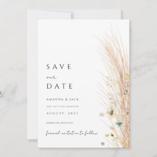 Boho Pampas Gras Save the Date minimalistisch Einladung