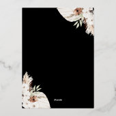 Boho Pampas Gras schwarze Hochzeitseinladung Gold Folieneinladung (Rückseite)