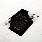 Boho Pampas Gras schwarze Hochzeitseinladung Gold Folieneinladung (Gedreht)