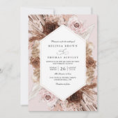 Boho Pampas Gras Staubige Florale QR-Code-Hochzeit Einladung (Vorderseite)
