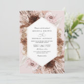 Boho Pampas Gras Staubige Florale QR-Code-Hochzeit Einladung (Stehend Vorderseite)