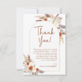 Boho Pampas Gras Terracotta Brautparty Dankeskarte (Vorderseite)