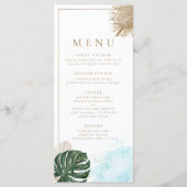 Boho Pampas Gras und Palmen tropischen Strand Menükarte (Vorderseite)