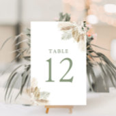 Boho Pampas Gras und Salbei grün Tischnummer