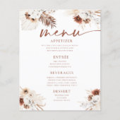 Boho Pampas Gras Wedding Flat Menu (Vorderseite)