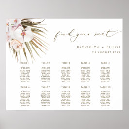 Boho Pampas Grass 10 Tische Hochzeitsplan Poster