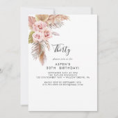 Boho Pampas Grass 30. Geburtstag Einladung (Vorderseite)