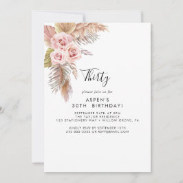 Boho Pampas Grass 30. Geburtstag Einladung