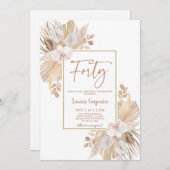 Boho Pampas Grass 40. Geburtstag Einladung (Vorne/Hinten)