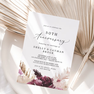 Boho Pampas Grass 50. Hochzeitstag Einladung