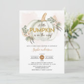 Boho Pampas Grass A Little Pumpkin Baby Shower Einladung (Stehend Vorderseite)