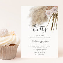 Boho Pampas Grass Adult 30. Geburtstag Party