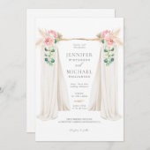 Boho Pampas Grass and Greenery Arch Wedding Invi Einladung (Vorne/Hinten)