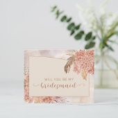 Boho Pampas Grass |Antrag auf Hydrangea Bridesmaid Einladungspostkarte (Stehend Vorderseite)