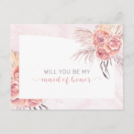 Boho Pampas Grass |Antrag auf Trauzeugin von Rose Einladungspostkarte