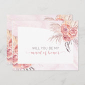 Boho Pampas Grass |Antrag auf Trauzeugin von Rose Einladungspostkarte (Vorne/Hinten)