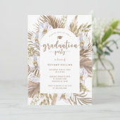 Boho Pampas Grass Arch Abschluss Einladung (Stehend Vorderseite)