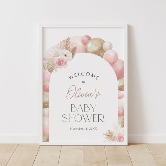 Boho Pampas Grass Arch Baby Dusche Begrüßungszeich Poster