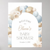 Boho Pampas Grass Arch Baby Dusche Begrüßungszeich Poster (Vorne)