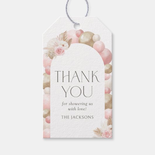 Boho Pampas Grass Arch Baby Dusche Geschenkanhänger (Vorderseite)