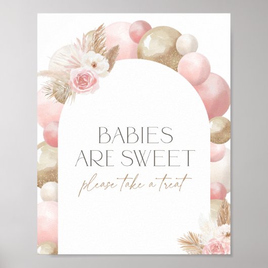 Boho Pampas Grass Arch Baby Dusche Leckerei Zeiche Poster (Vorne)