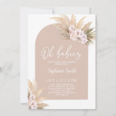 Boho Pampas Grass Arch Baby Shower Twin Girls Einladung (Vorderseite)