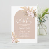 Boho Pampas Grass Arch Baby Shower Twin Girls Einladung (Stehend Vorderseite)