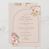 Boho Pampas Grass Arch Bridal Tee Party Einladung (Vorne/Hinten)
