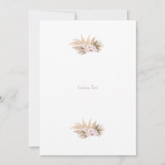 Boho Pampas Grass Arch Erste Heilige Kommune Einladung (Rückseite)