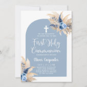 Boho Pampas Grass Arch Erste Heilige Kommune Invit Einladung (Vorderseite)