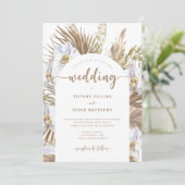 Boho Pampas Grass Arch Foto Wedding Einladung (Stehend Vorderseite)