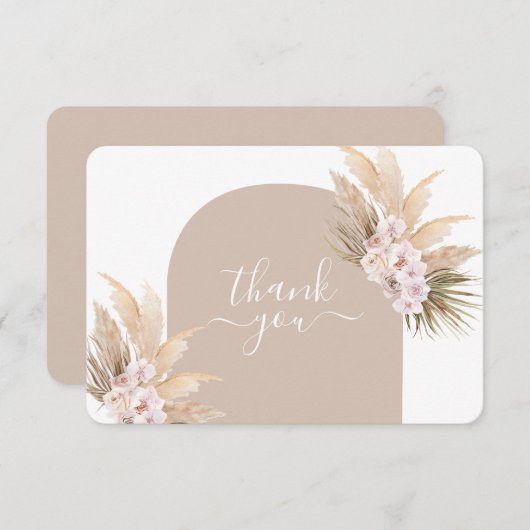 Boho Pampas Grass Arch Hochzeit danke Karte (Vorne/Hinten)