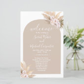 Boho Pampas Grass Arch Hochzeitsprogramm (Stehend Vorderseite)