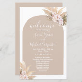 Boho Pampas Grass Arch Hochzeitsprogramm (Vorne/Hinten)