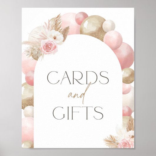 Boho Pampas Grass Arch Kinderduschkarten und Gesch Poster (Vorne)