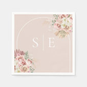 Boho Pampas Grass Arch Monogram Napkins Serviette (Vorderseite)