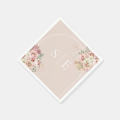 Boho Pampas Grass Arch Monogram Napkins Serviette (Ecke)