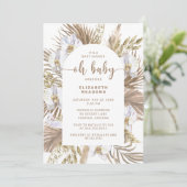 Boho Pampas Grass Arch Oh Babydusche Einladung (Stehend Vorderseite)