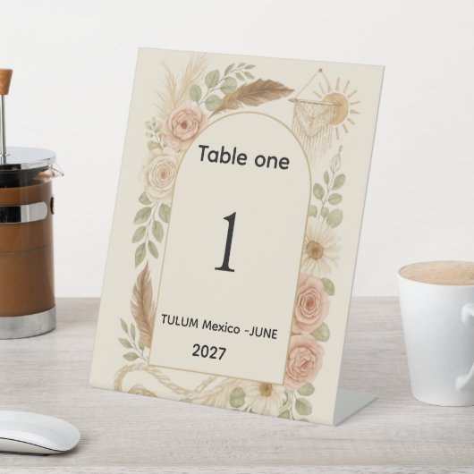 Boho Pampas Grass Arch Table Number Pedestal Sign Sockelschild (In SItu)