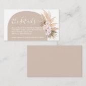 Boho Pampas Grass Arch Website Info Enclosure Card Begleitkarte (Vorne/Hinten)
