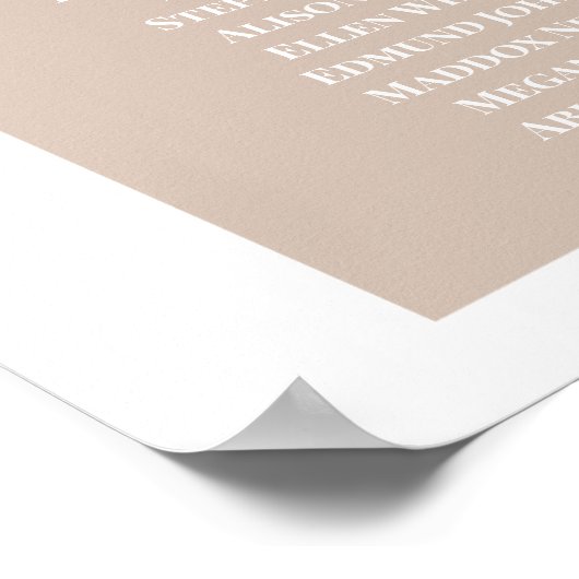 Boho Pampas Grass Arch Wedding Chart Poster (Ecke)