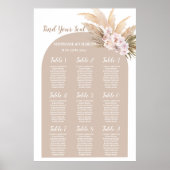 Boho Pampas Grass Arch Wedding Chart Poster (Vorne)