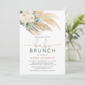 Boho Pampas Grass Baby Brunch Babydusche Einladung (Stehend Vorderseite)