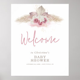 Boho Pampas Grass Baby Dusche Begrüßungszeichen Poster