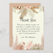 Boho Pampas Grass Baby Dusche Danke Karte (Vorne/Hinten)