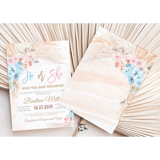 Boho Pampas Grass Baby Dusche Einladung oder sie