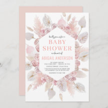 Boho Pampas Grass Baby Dusche Elegantes Rosa Rosa